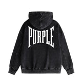 Purple Brand Distressed Hoodie Fashion Old Loose Hooded Sweater