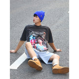 Basket Ball Star T Shirt Washed Distressed Lamelo Ball Printed Short Sleeve T-Shirt Vintage Pure Cotton