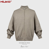 MIJKO Mens Jacket Two-way Zipper Sweater Knitted Jacket