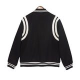 Rhude Hoodie White Line Stitching Contrast Color Leather Jacket Baseball Uniform