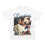 Kendrick Lamar T Shirts Portrait Print Vintage Hip Hop Short Sleeve Loose T-Shirt