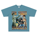 Film Star T Shirt Loose American Retro Street round Neck T-shirt Men and Women