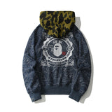 Bathing Ape Hoodie Camo Ape Head Embroidered Splicing Hooded Cardigan Zip Sweater Jacket