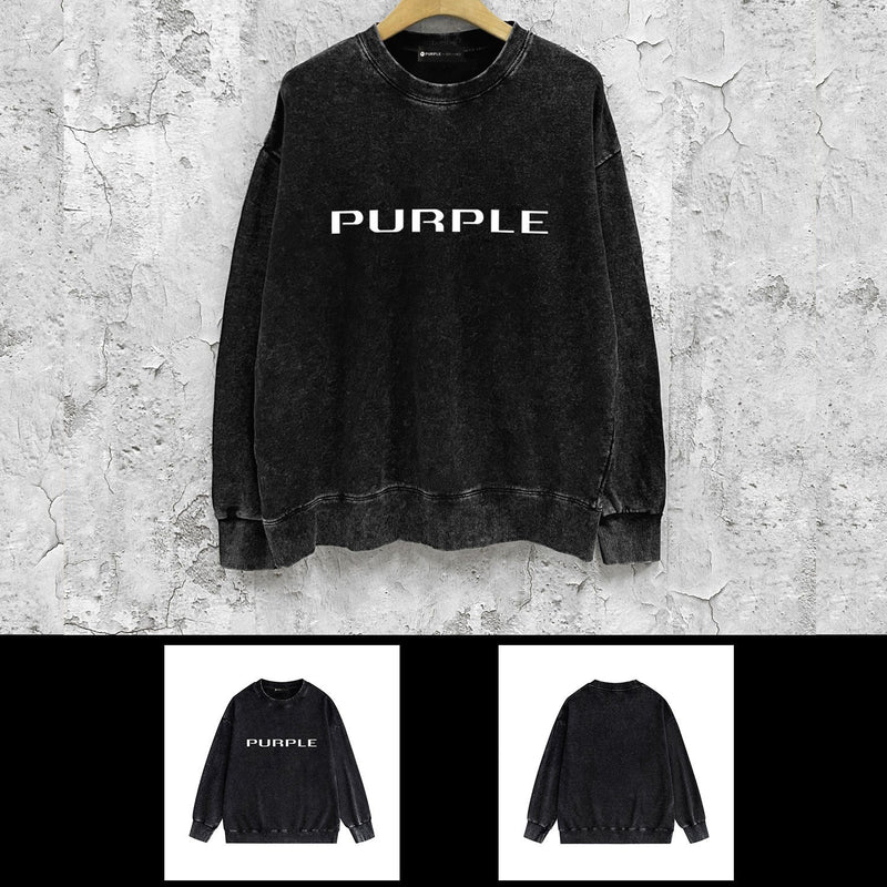 Purple Brand Distressed Sweatshirt Retro Vintage Crew Neck Sweater