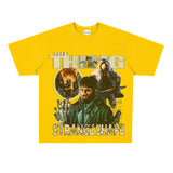 Film Star T Shirt Short Sleeve American Retro Loose Heavy round Neck Street T-shirt Men and Women