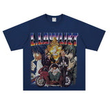 Film Star T Shirt Anime Retro Washed Distressed Flower Short Sleeve Loose T-shirt Men and Women