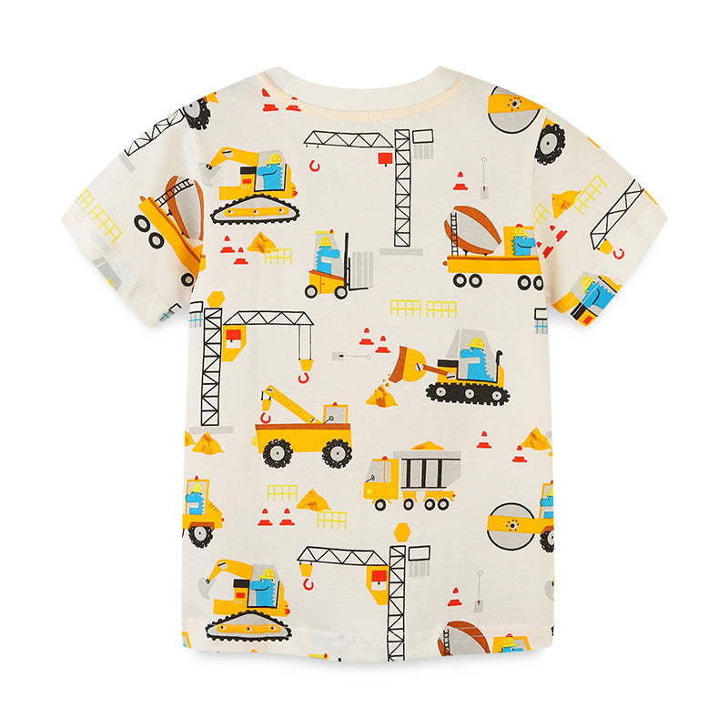 Boy T Shirt Children's T-shirt Summer Children Cartoon Fashion T-shirt Knitted round Neck Boys' Top