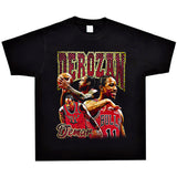 Basket Ball Star T Shirt Demar Derozan Short Sleeve Printed American T-shirt Retro Pure Cotton