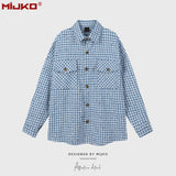 MIJKO Mens Jacket Plaid Lapel Plaid Jacket