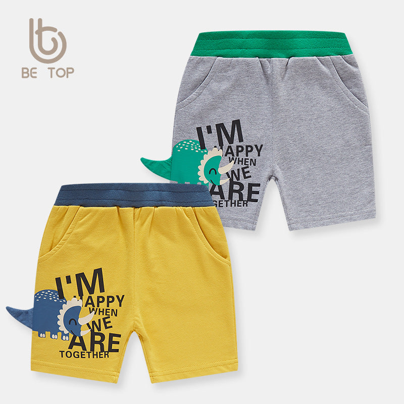 Boy Shorts Summer Boys' Cropped Pants Thin Baby Korean Style Cotton Western Style Cartoon Pants