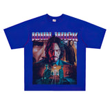 Film Star T Shirt Vintage American Street Printed round Neck T-shirt for Men and Women