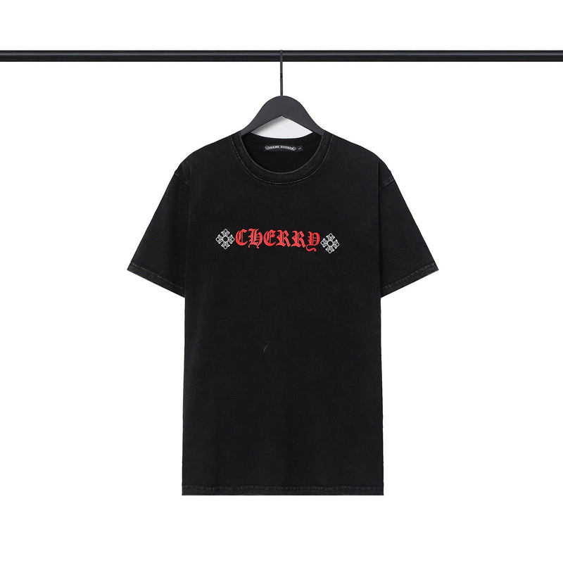 CHH Chrome Heart T Shirts Cross Sanskrit Printed Crew Neck Washed Short Sleeve Fashion T-Shirt