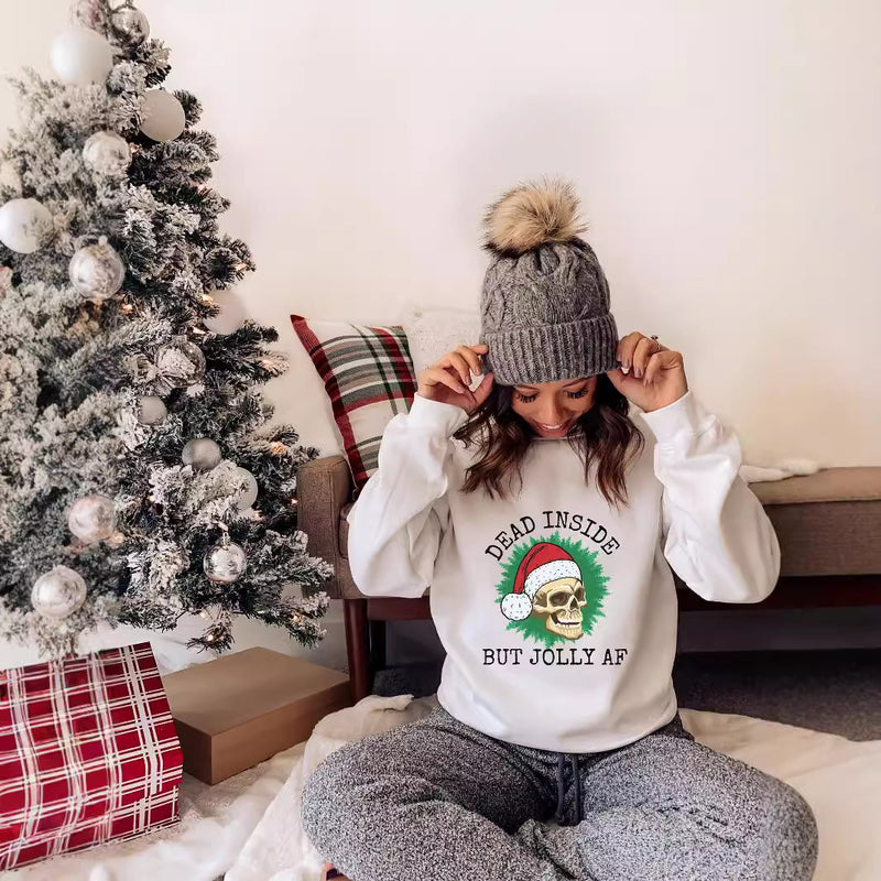 Colored Dead Inside But Jolly Af Christmas Saweatshirt