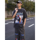 Basket Ball Star T Shirt Basketball Short Sleeve Anthony Edwards Washed Distressed T-shirt Loose