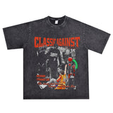 Basket Ball Star T Shirt Allenezailiverson Washed Distressed T-Shirt Printed Retro Loose