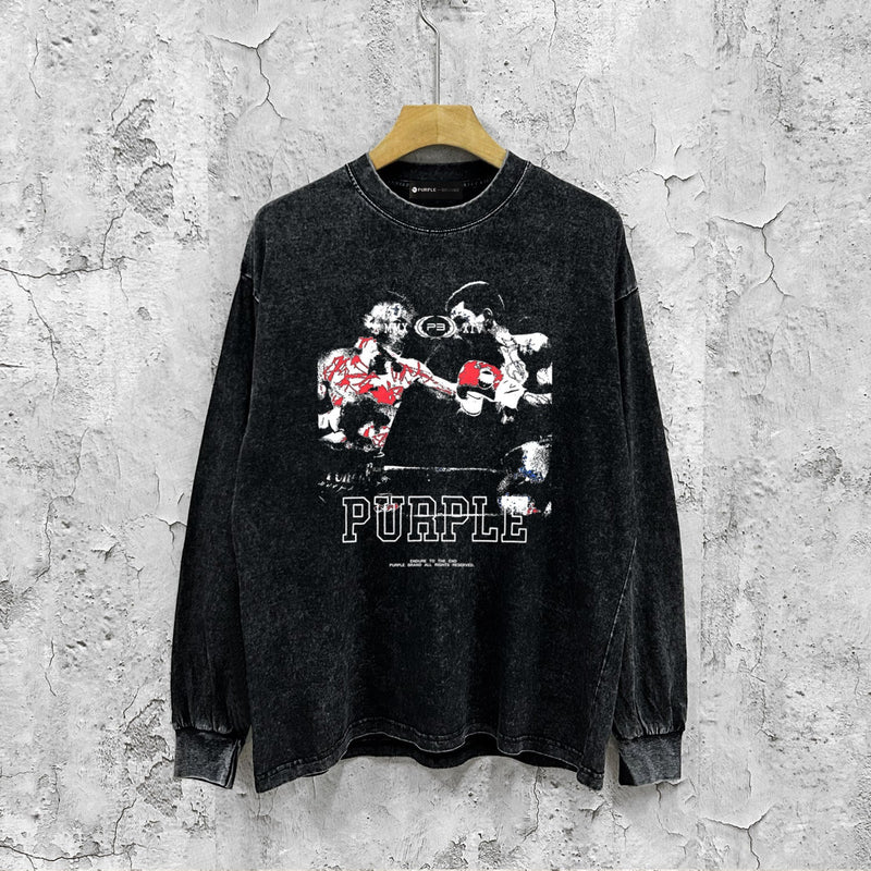 Purple Brand Distressed Long Sleeve Shirt Fashion Distressed Loose Long-sleeved Top