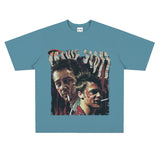 Film Star T Shirt Trendy Cotton Short Sleeve Loose round Neck Retro T-shirt for Men