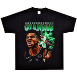 Basket Ball Star T Shirt Washed Distressed Printed T-Shirt Short Sleeve Loose Retro Cotton