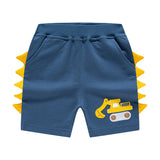 Boy Shorts Summer Children's Cartoon Three-Dimensional Shorts Embroidered Excavator Knitted Boys' Cropped Pants