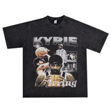 Basket Ball Star T Shirt Basketball Kyrie Irving Short Sleeve Printed American T-Shirt Retro Pure Cotton
