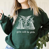 Girls Will Be Girls Witch Sweatshirt Vintage Halloween