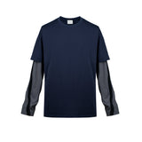 MIJKO Men Jacket Fake Two Long-sleeved Color Matching T-shirt