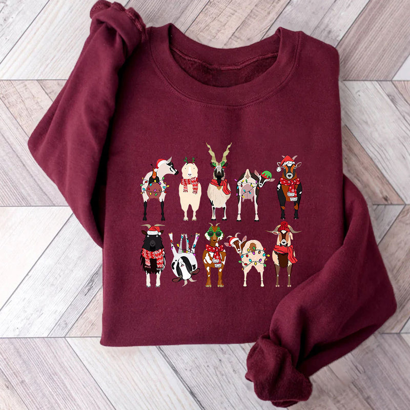 Autumn and winter new round collar Christmas sheep pattern