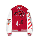 Off White Jacket Qiuxin OW Joint NBA Team Series Baseball Jacket