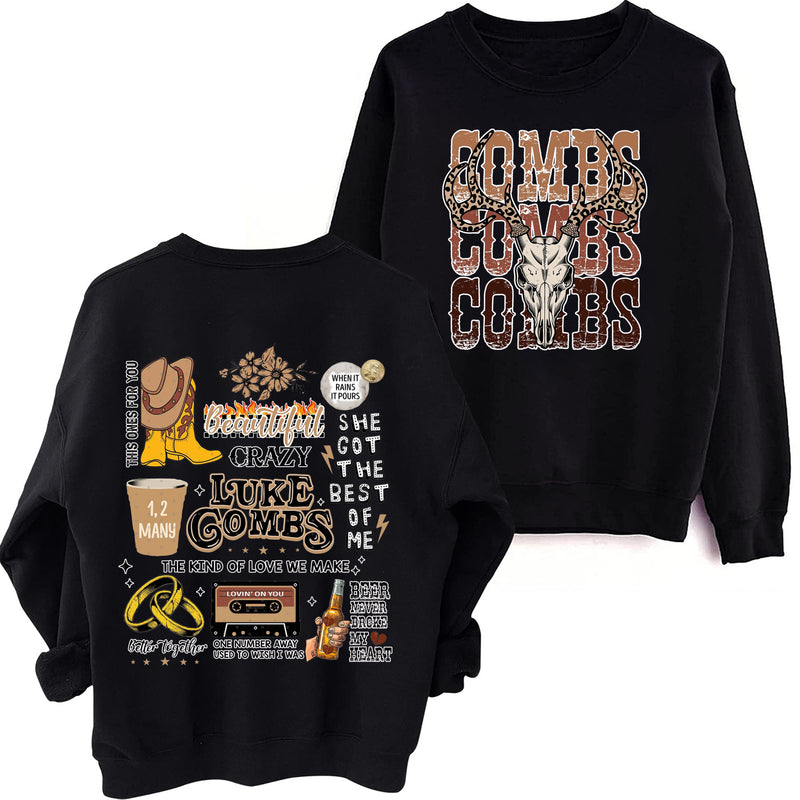 Western Luke Combs County Music Sweatshirt Round