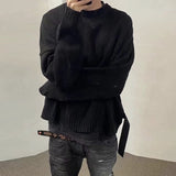 MIJKO Mens Jacket Small Ripped Knitted Sweater Loose Sweater