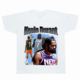 Basket Ball Star T Shirt Basketball Kevin Durant Washed Distressed Printed T-Shirt Personalized Short Sleeve Pure Cotton