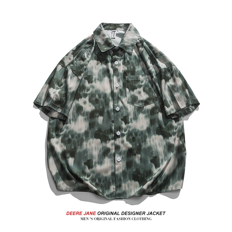 Men Shirts Summer Short Sleeve Printed Shirt Men's Loose Casual
