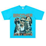 Film Star T Shirt Loose American Retro Street Cotton Crew Neck Personality T-shirt Men and Women