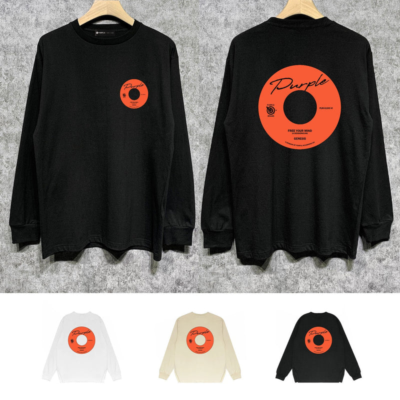 Purple Brand Long Sleeve T-Shirt Fashion Loose Long Sleeve Top