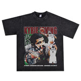 Basket Ball Star T Shirt Basketball Kyrie Irving Short Sleeve Printed American T-Shirt Retro Pure Cotton