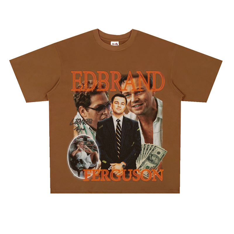 Film Star T Shirt Loose Heavy American Retro Street Personality T-shirt Men