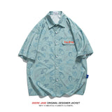Men Shirts Summer Short Sleeve Printed Shirt Men Loose Casual Jacket