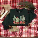 Cute Cotton Christmas Cactus Tape Lights Sweatshirt