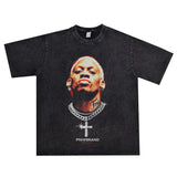 Film Star T Shirt Washed Old American Round Neck Loose T-Shirt Retro Short Sleeve
