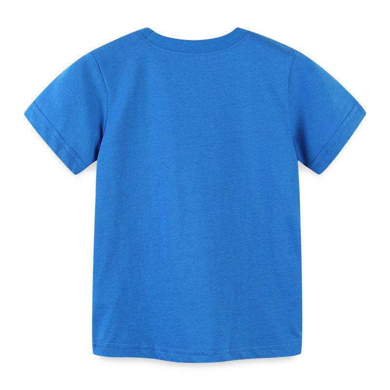 Boy T Shirt Summer Children's T-shirt Knitted Cotton Boys' round Neck