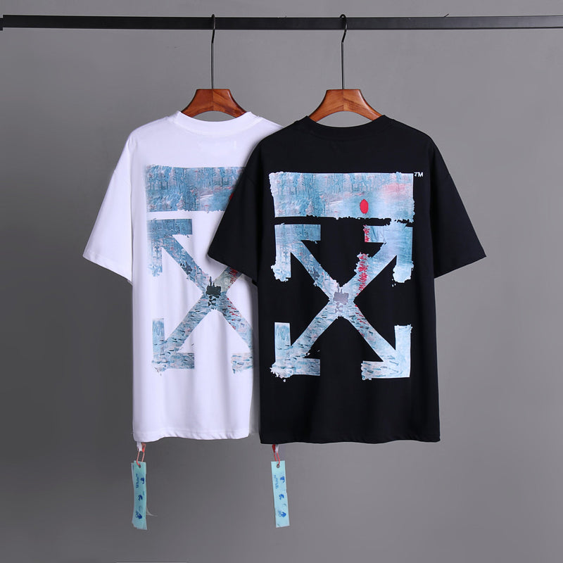 Off Whtie T Shirts Monet Oil Painting Men And Women Same Style Fashion Brand Short Sleeve