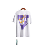 Off Whtie T Shirts Hand Print Male And Female Trendy Brand Short Sleeve