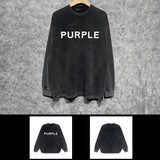 Purple Brand Distressed Long Sleeve Shirt Fashion Distressed Loose Long-sleeved Top