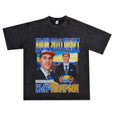 Film Star T Shirt Klaythompson Washed Distressed Printed American T-Shirt Retro Loose Short Sleeve