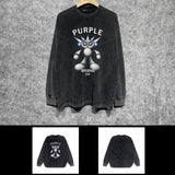 Purple Brand Distressed Long Sleeve Shirt Fashion Distressed Loose Long-sleeved Top