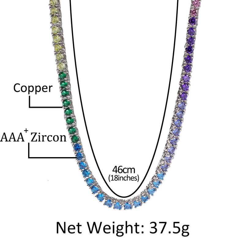 Chains 4mm Color Zircon Tennis Chain Hip Hop Royalty Spectrum