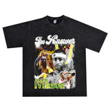 Basket Ball Star T Shirt Allenezailiverson Washed Distressed T-Shirt Printed Retro Loose