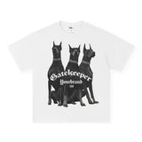 Vintage T-shirts Doberman Street Print Long Short Sleeve T-Shirt Cotton