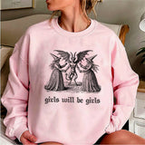 Girls Will Be Girls Witch Sweatshirt Vintage Halloween