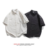 Men's Shirts Summer Short-Sleeved White Shirt Men's Loose White Casual